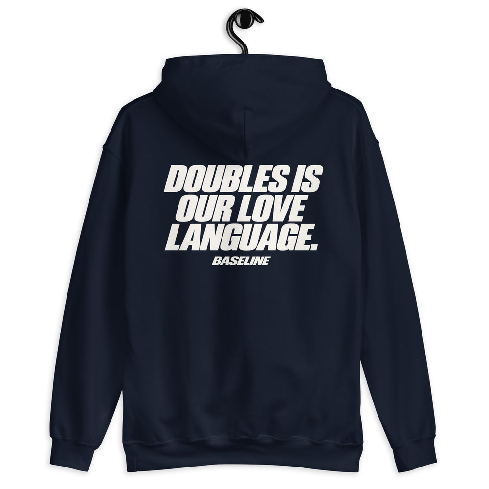 DOUBLES IS OUR LOVE LANGUAGE Marineblauer Kapuzenpullover